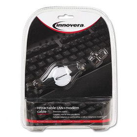 Innovera 37002 - Compact Retractable LAN & Modem Cable, 4 1/2 ft.innovera 