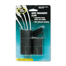 Self-Adhesive Wire Clips, Black, 6/Packmaster 