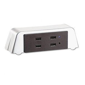 Rolodex 82418 - Four-Port USB 2.0 Hub, 6-1/4w x 2-1/4d x 2h, Black/Silver framerolodex 