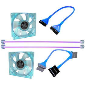Blue UV Reactive Mod Kit Dual Tube UV CCfl Light Fans Floppy And ATA133 Cableblue 