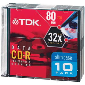 TDK 47818 80-MINUTE/700 MB DATA CD-RS IN SLIM JEWEL CASES (10 PK)