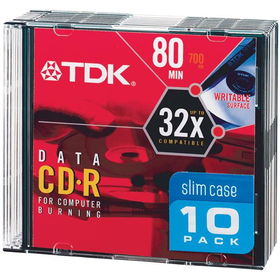 TDK 47818 80-MINUTE/700 MB DATA CD-RS IN SLIM JEWEL CASES (10 PK)tdk 