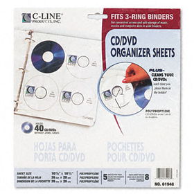 Deluxe CD Ring Binder Storage Pages, Standard, Stores 8 CDs, 5/PKline 
