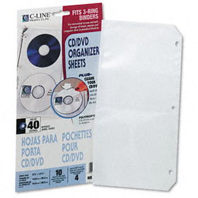 Deluxe CD Ring Binder Storage Pages, Standard, 4 CDs, 5 13/16 x 11 1/16, 10/PK
