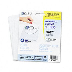 Self-Adhesive CD Holder, 5 1/3 x 5 2/3, 10/PK