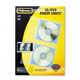 CD/DVD Protector Sheets for Three-Ring Binder, Clear, 10/Packfellowes 