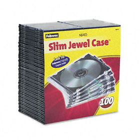 Thin Jewel Case, Clear/Black, 100/Packfellowes 