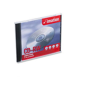 CD-RW Disc, 700MB/80min, 4x, w/Slim Jewel Cases, Silver, 1/Packimation 