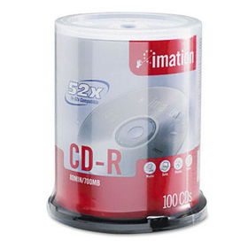 CD-R Discs, 700MB/80min, 52x, Spindle, Branded, Silver, 100/Pkimation 