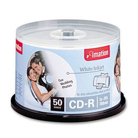 CD-R Discs, 700MB/80min, 52x, Spindle, Matte White, 50/Packimation 