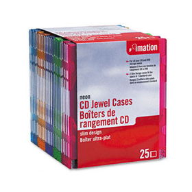 imation 41085 - CD/DVD Slim Line Jewel Case, Neon, 25/Pack