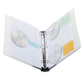 CD/DVD Three-Ring Refillable Binder, Holds 90 Disks, Clear/Midnight Blue