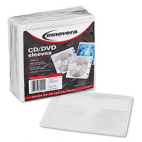 Two-Sided CD/DVD Sleeves for Ring Binder, 100/Pack