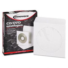 CD/DVD Envelopes, Clear Window, White, 50/Box