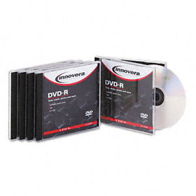 Innovera 46805 - DVD-R Discs, 4.7GB, 16x, w/Jewel Cases, Silver, 5/Pack