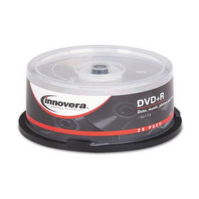 Innovera 46826 - DVD+R Discs, 4.7GB, 16x, Spindle, Silver, 25/Pack
