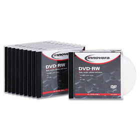 Innovera 46836 - DVD-RW Discs, 4.7GB, 4x, w/Slim Jewel Cases, Silver, 10/Packinnovera 