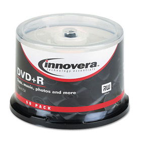 DVD+R Discs, 4.7GB, 16x, Spindle, Silver, 50/Packinnovera 