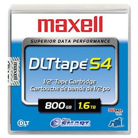 Maxell 184030 - 1/2 DLT-S4 Cartridge, 2066ft, 800GB Native/1.6TB Compressed Capacity