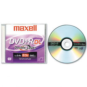 Maxell 634080 - Dual-Layer DVD+R Disc, 8.5GB, 2.4x, w/Jewel Case, Silvermaxell 