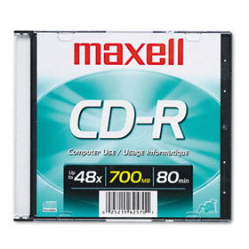 CD-R Disc, 700MB/80min, 48x, w/Slim Jewel Case, Silvermaxell 