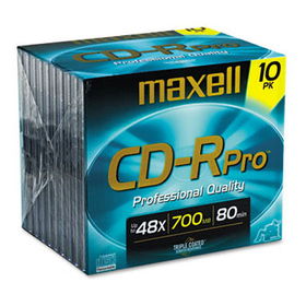 Maxell 648410 - CD-R Discs, 700MB/80min, 40x, w/Jewel Cases, Gold, 10/Pack