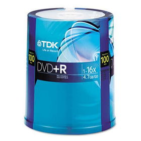DVD+R Discs, 4.7GB, 16x, Spindle, 100/Packtdk 
