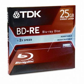 TDK 48699 - BD-RE DVD Disc, 25GB, 2x, w/Jewel Case, White