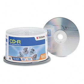 CD-R Discs, 700MB/80min, 52x, Spindle, Silver, 50/Packverbatim 