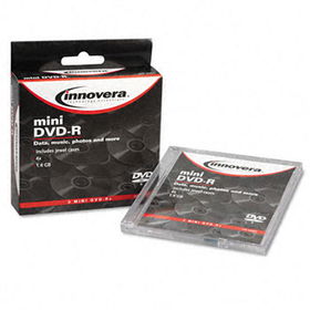 Innovera 46803 - 8cm Minidisc DVD-R, 1.4GB, 4x, w/Jewel Case, Silver, 3/Pack