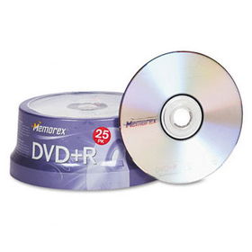 DVD+R Discs, 4.7GB, 16x, Spindle, Silver, 25/Packmemorex 