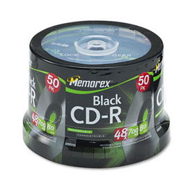 CD-R Discs, 700MB/80min, 48x, Spindle, Black, 50/Packmemorex 