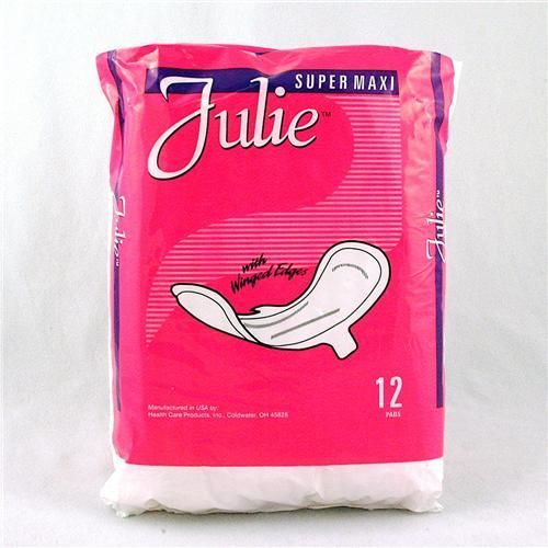 Julie Brand Super Maxi Pad w/Wings Case Pack 18