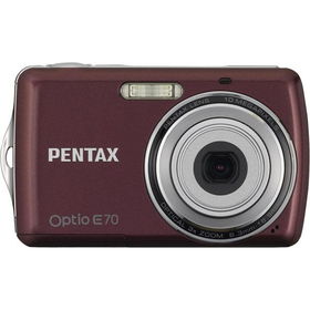 Red OPTIO E70 10MP Digital Camera with 3x Optical Zoom and 2.4" LCD