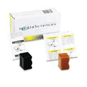 Media Sciences MS860Y2K1 - MS860Y2K1 Compatible Solid Ink Stick, 2800 Page-Yield, 3/Pack, Black; Yellow