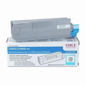 43324403 High-Yield Toner (Type C8), 5000 Page-Yield, Cyanoki 