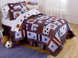 All Sports Twin Quilt with Pillow Sham