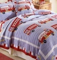 Fire Truck Full / Queen Quilt with 2 Shams