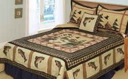 Fishing Place Full / Queen Quilt with 2 Shams