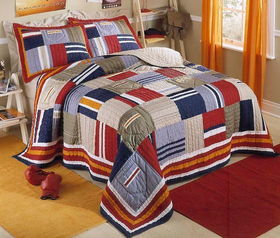 Ronnie Patchwork Prewashed Cotton Twin Quilt with Pillow Shamronnie 