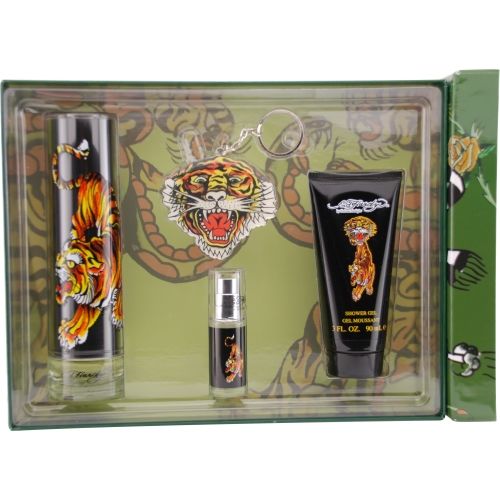ED HARDY by Christian Audigier EDT SPRAY 3.4 OZ & SHOWER GEL 3 OZ & EDT SPRAY .25 OZ MINI & KEYCHAINhardy 