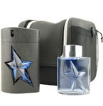 ANGEL by Thierry Mugler EDT SPRAY RUBBER BOTTLE 3.4 OZ & AFTERSHAVE 1.7 OZ & TOILETRY BAGangel 