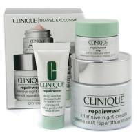 CLINIQUE by Clinique Repairwear Travel Exclusive Set ( Dry Combination Skin ): Night Cream 75ml+Day Cream 15ml+Serum 15ml--3pcsclinique 