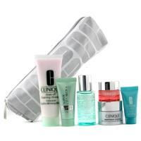 CLINIQUE by Clinique Travel Set: Cleanser + Lotion 2 + Repairwear Cream + Eye Cream + Turnaround Renewer + Sun Block--6pcs+1bag