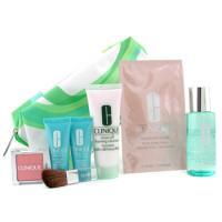 CLINIQUE by Clinique Travel Set: Foam Cleanser + Ltn 2 + Concentrate + 15 Mins. Facial + Blush + Mask + Brush + Bag--6pcs+1bag