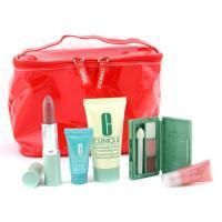 CLINIQUE by Clinique Travel Set: DDML 30ml + Turnaround Conc. 7ml + Mini Eye Palette + Lipstick + Glossy + Bag--5pcs+1bag