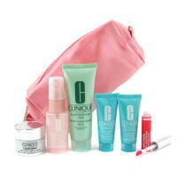 CLINIQUE by Clinique Travel Set: Cleanser + Face Spray + Turnaround Renewer + Mask + Repairwear Night Cr. + Lipgloss--6pcs+1bag