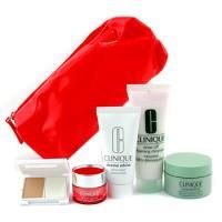 CLINIQUE by Clinique Travel Set: Cleanser 50ml + Superdefense 15ml + Hand Cream 30ml + Eye Cream 7ml + Foundation + Bag--5pcs+1bag