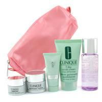 CLINIQUE by Clinique Travel Set: Make Up Remover + Scrub + Repairwear + Repairwear Eye Cream + Sun Block + Bag--5pcs+1bag