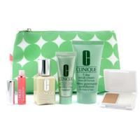 CLINIQUE by Clinique Travel Set: Face Scrub + DDML + Continuous Rescue + Lip Gloss + Powder Makeup + Bag--5pcs+1bagclinique 